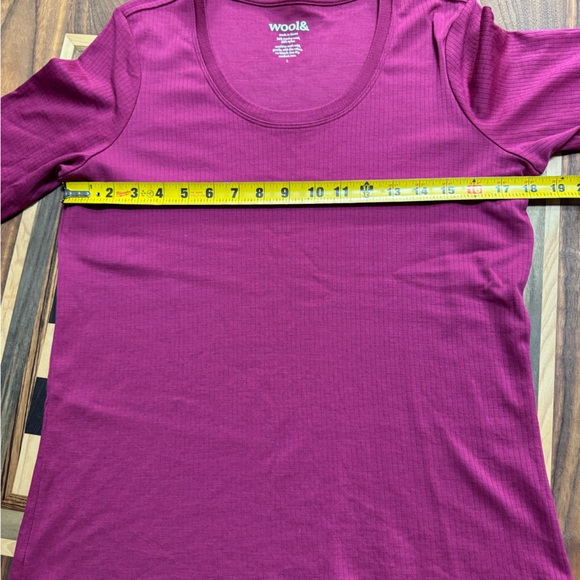 Wool& (Beetroot!) Celine Ribbed Elbow Sleeve Tee - Picture 5 of 6